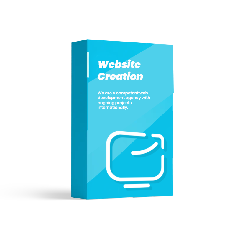 A blue box with the words website creation on it.